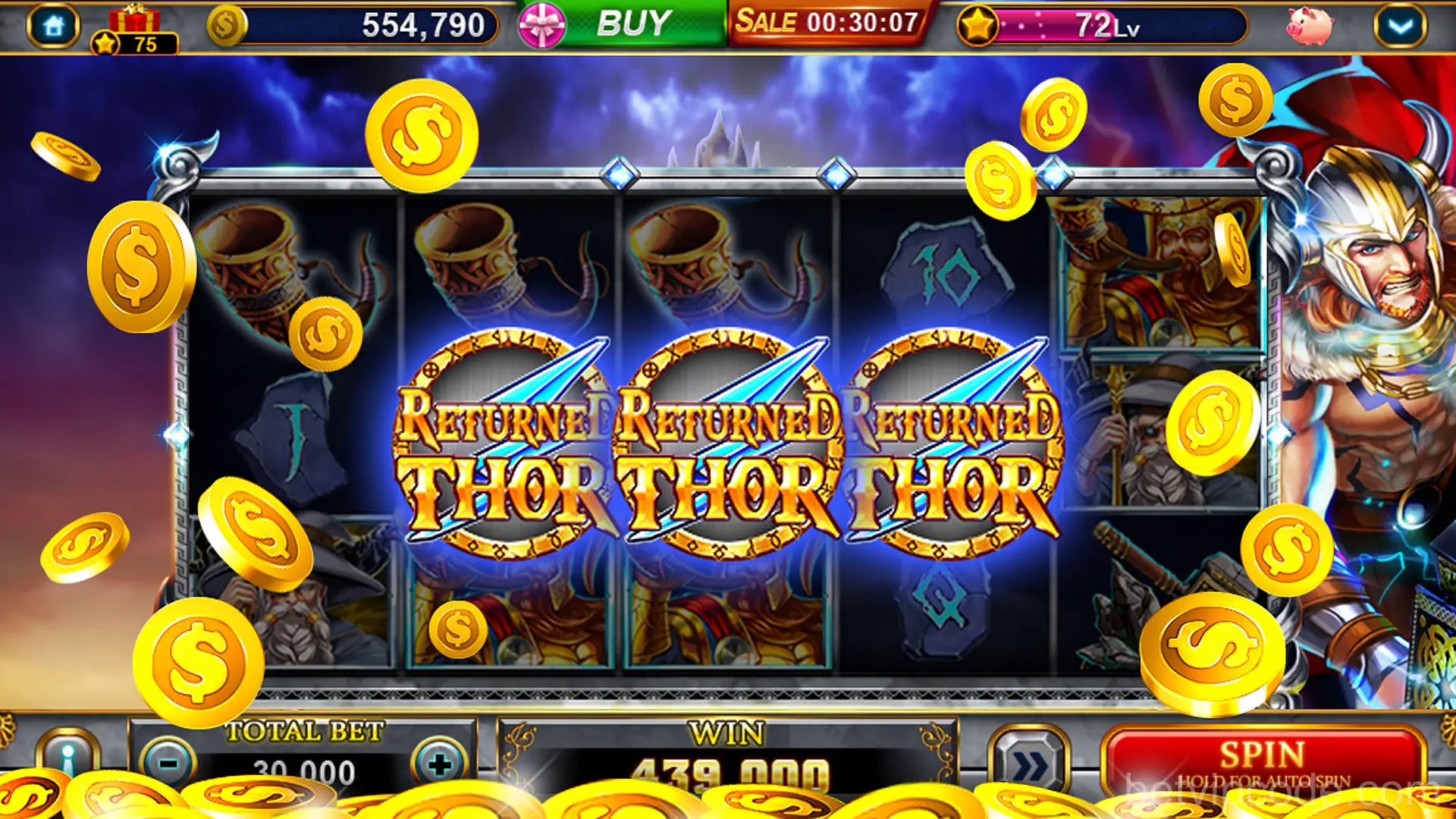 Màn hình trò chơi Slots nổi bật